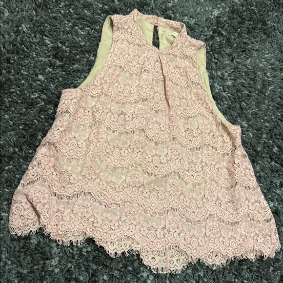 love, Fire Pink Lace Sleeveless Top - Picture 2 of 3